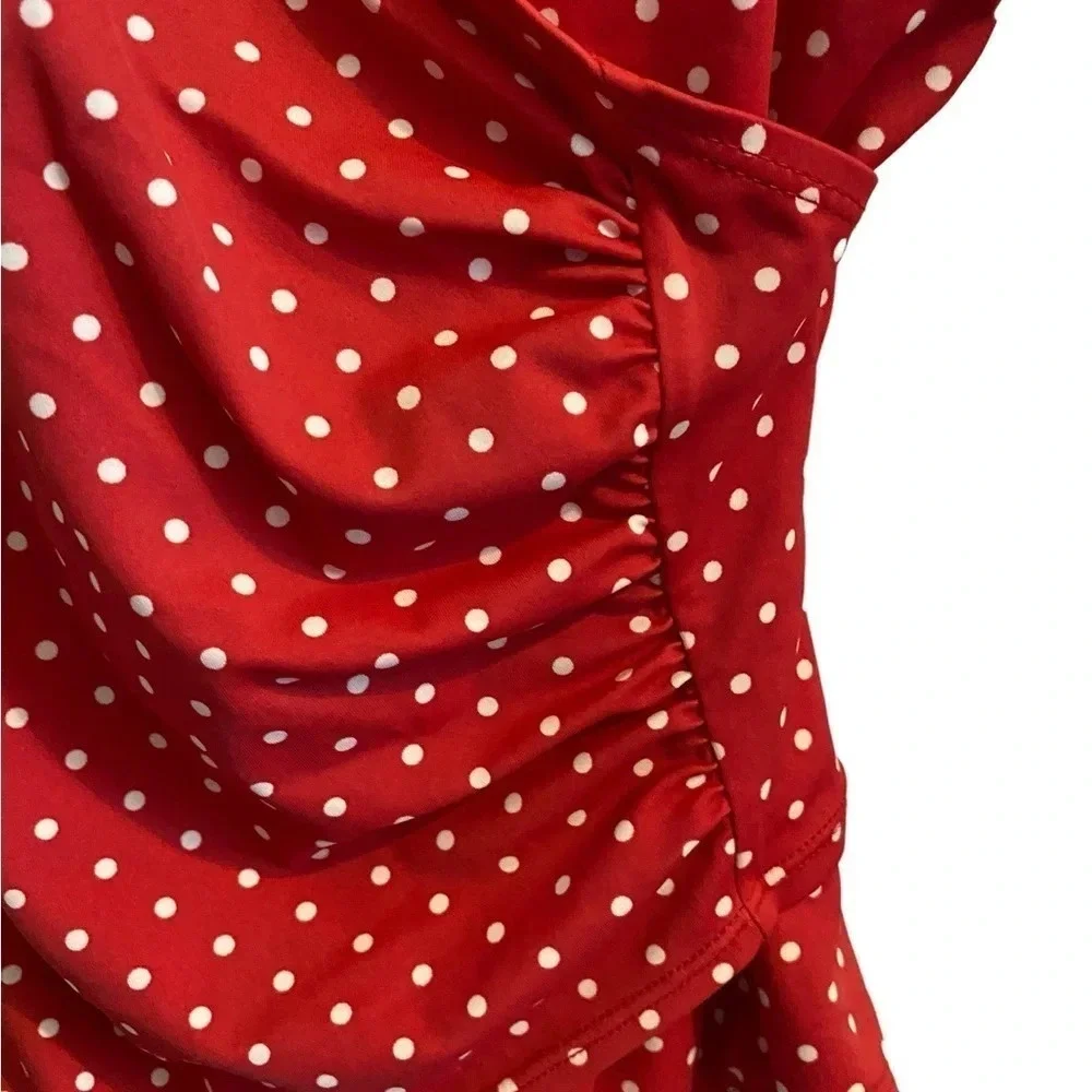 Vintage Jantzen Red white polka dot one piece wrap style swimsuit retro 50s - Picture 7 of 11